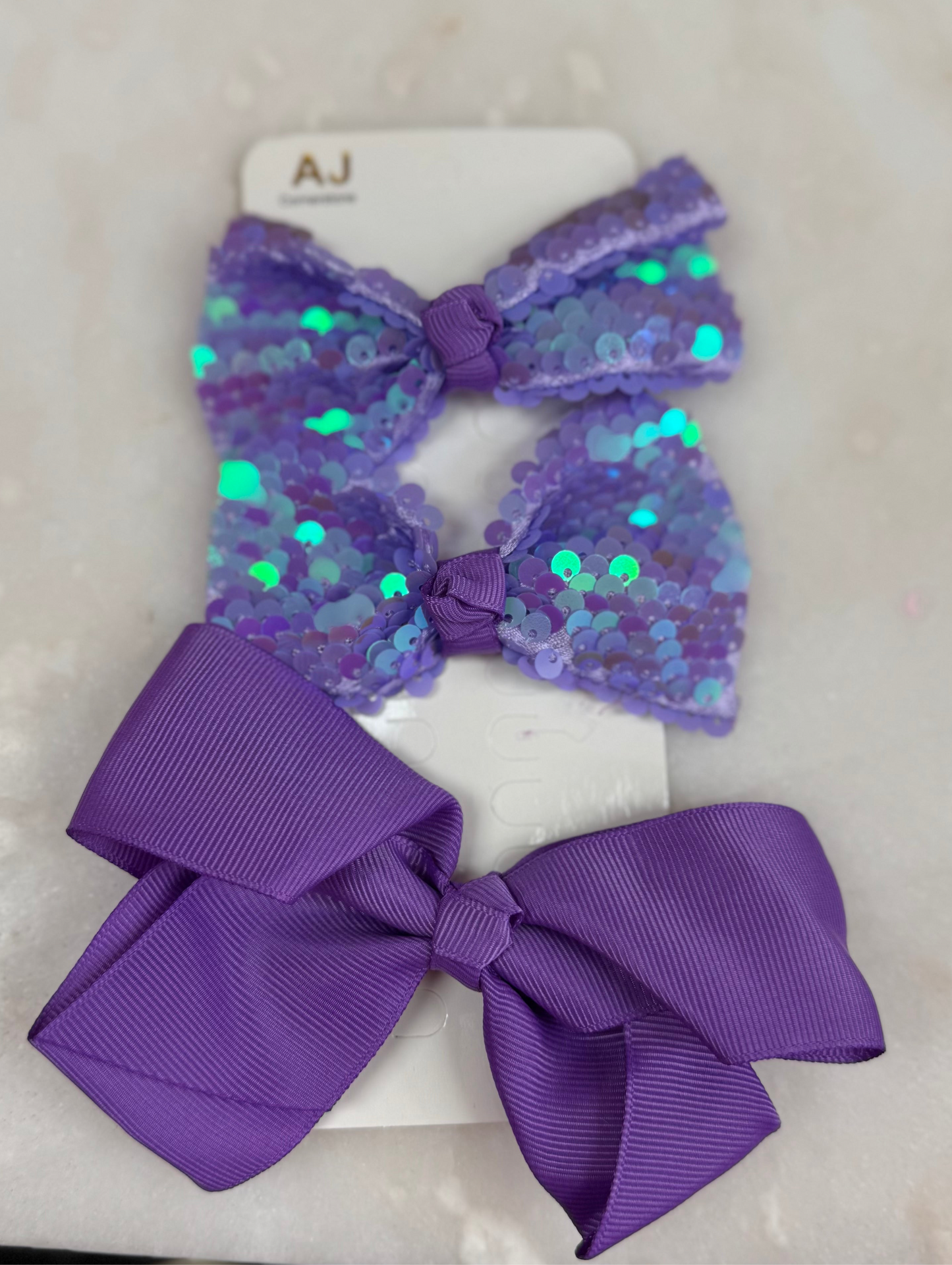 3 Pack Sequin Bow