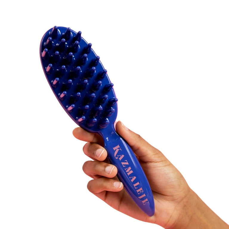 KAZMALEJE Kurls Plus Wide Tooth Paddle Brush, Cobalt