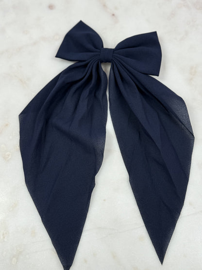 Kids Long Tail Clip Hair Bow