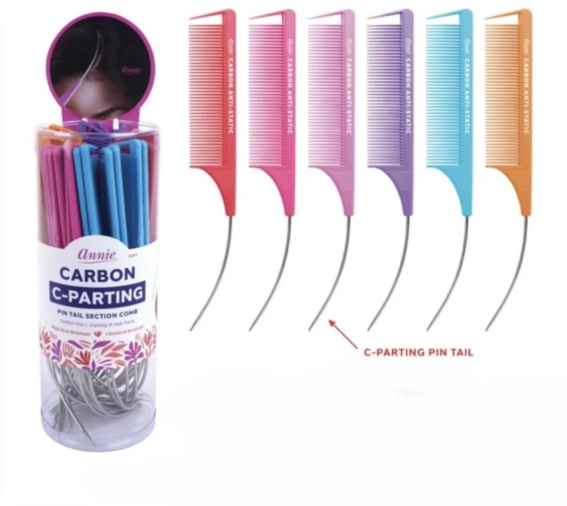 Annie Carbon C-Parting Pin Tail Section Comb
