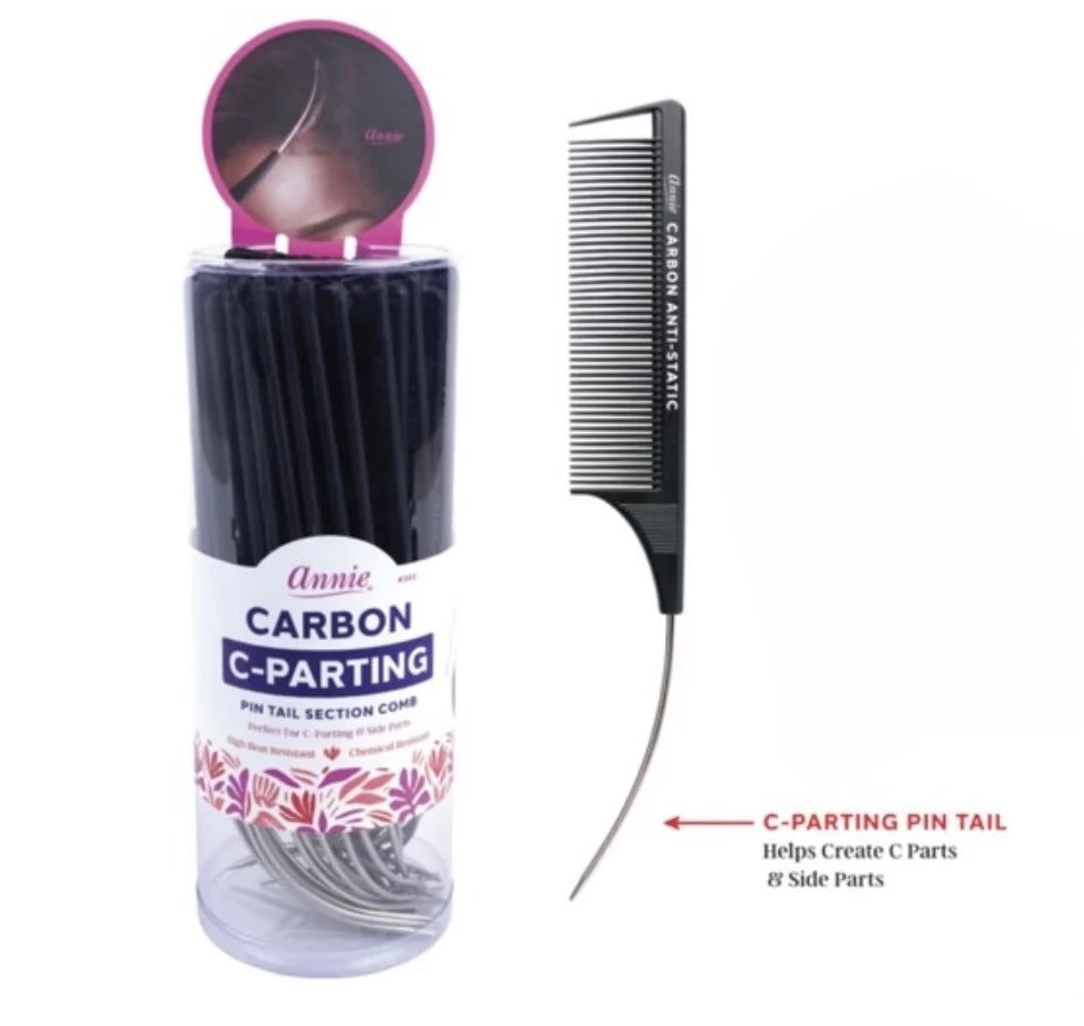 Annie Carbon C-Parting Pin Tail Section Comb