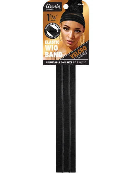 Annie Velcro Wig Band 3cm Silicone Grip Black