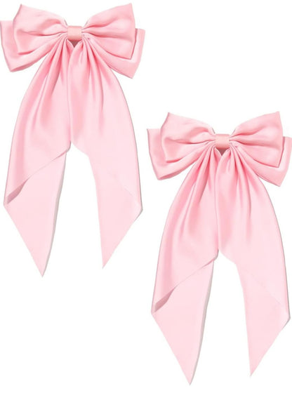 Kids Long Tail Clip Hair Bow