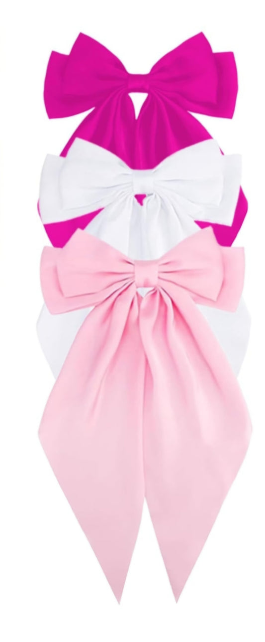 Kids Long Tail Clip Hair Bow